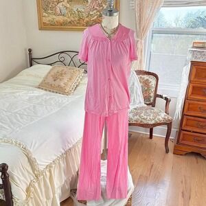 pink pajama set  90s equisite pink pajama set size small